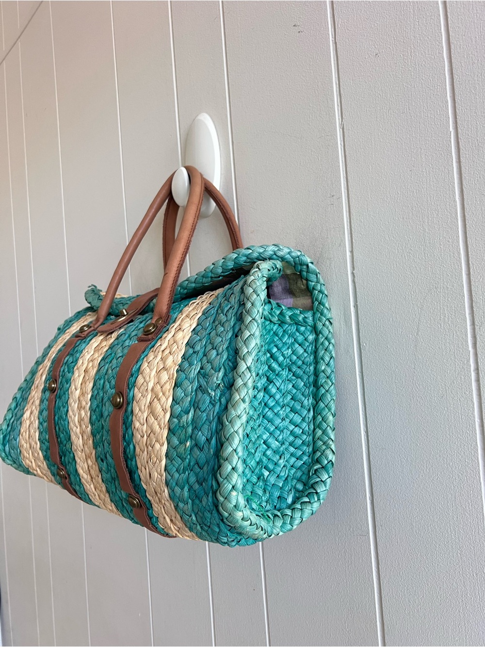 Anthropologie Pilcro and the Letterpress Rattan Woven Bag Purse Tote Green - Picture 5 of 12
